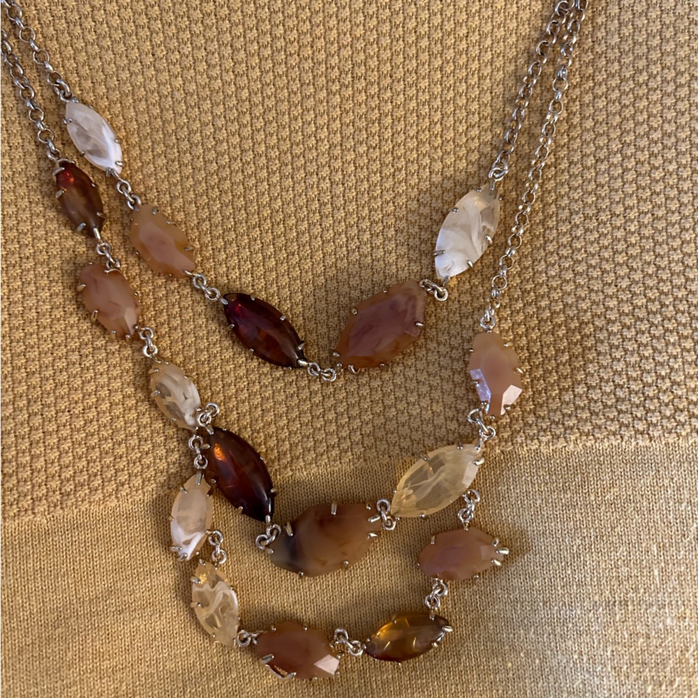 Ann Taylor Three Strand Brown Gold Necklace for Fall